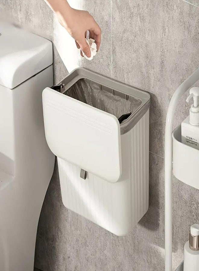 KPTON سلة مهملات بلاستيكية معلقة من KPTON للمطبخ بغطاء مزدوج الجوانب، صندوق تخزين يُثبت على باب خزانة المطبخ، صندوق نفايات موفر للمساحة للاستخدام في المطبخ والحمام - ألوان متعددة - Image 3